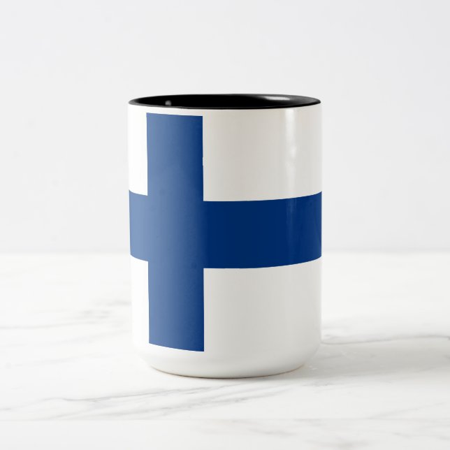 Drapeau finlandais (Finlande) Mug à café à deux to (Centre)