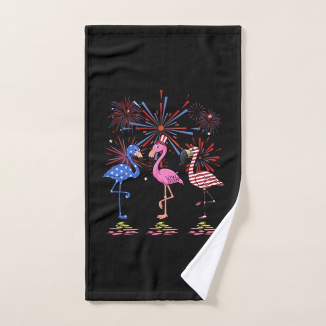 Drapeau Flamant rose américain pour le 4 juillet (Serviette à main)