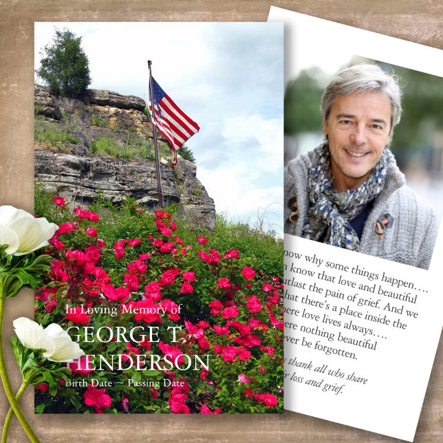 Drapeau funéraire & Fleurs Cartes de Sympathie de  (military sympathy card, military prayer cards, funeral prayer card, death, military funeral cards)