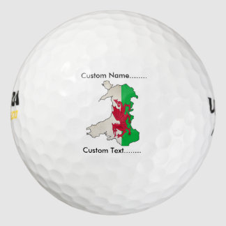 Drapeau gallois et carte sur une balle de golf.