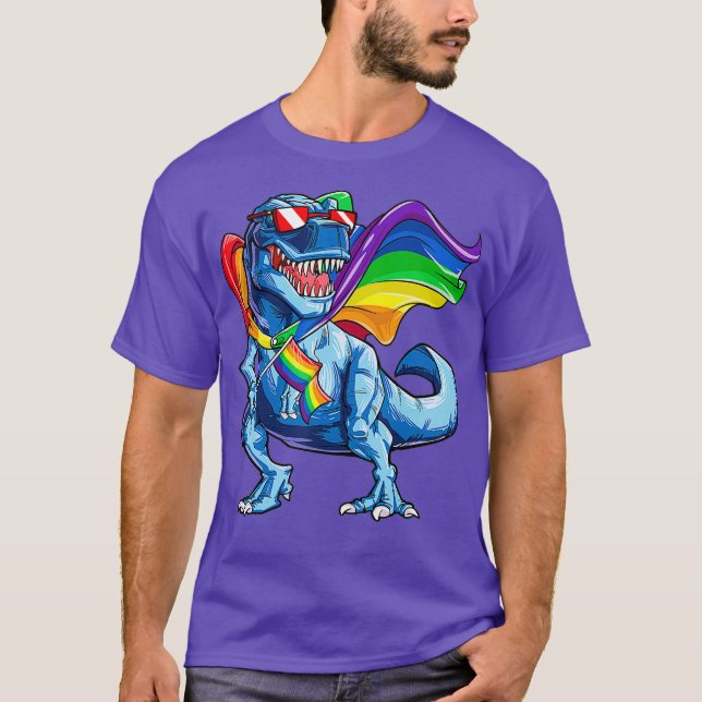 Drapeau Gay pride Dinosaure LGBT T-shirt Lesbienne (Devant)