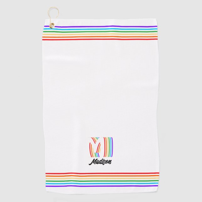 Drapeau gay pride Monogramme Golf Serviette (Devant)