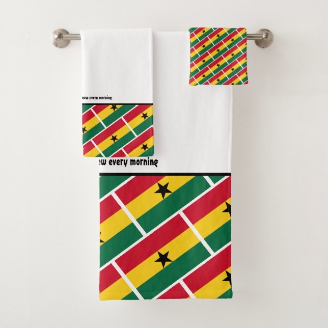 DRAPEAU GHANA Écriture Customisée BLANC Ghanéen (En situation)