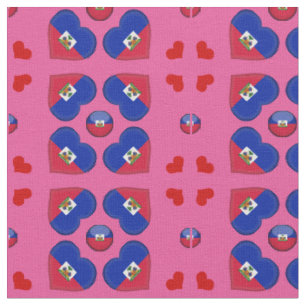 Drapeau haïtien et tissu de la mode du coeur de H