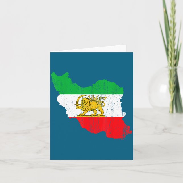 Drapeau Iran Carte Lion Design Persan (Devant)