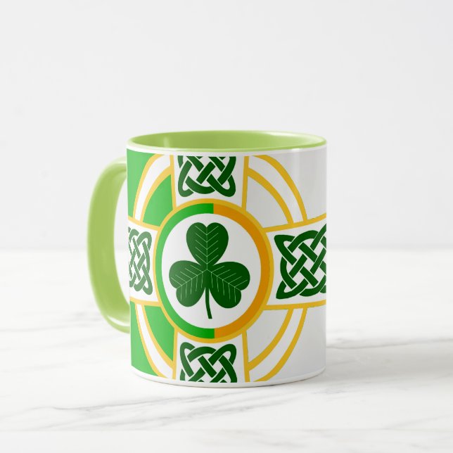 Drapeau irlandais celtique Design Tasse à deux ton (Devant gauche)