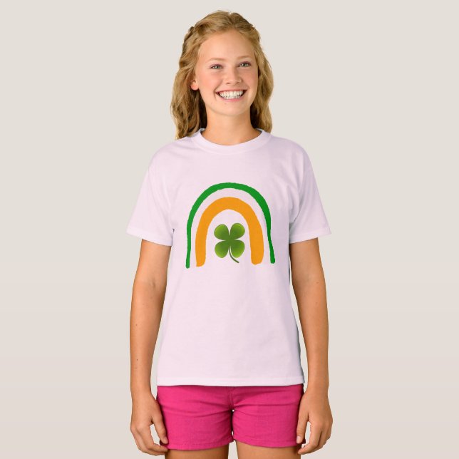 Drapeau irlandais Rainbow Clover Shamrock T-Shirt  (Devant entier)