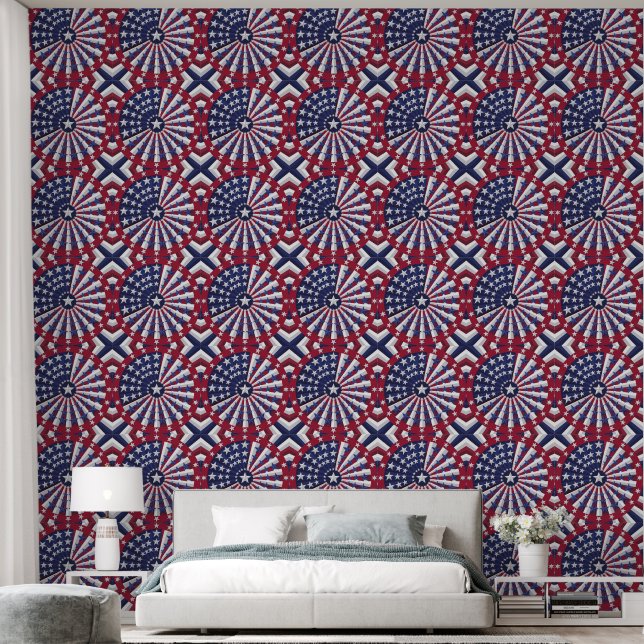 Drapeau Isométrique USA Motif Papier peint & Ridea (Chambre à coucher)