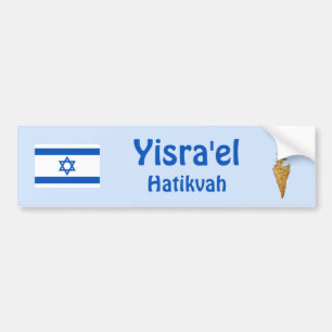 Drapeau Israël + Sticker de pare-chocs de carte