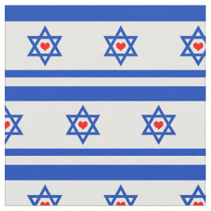Drapeau israélien et coeur juif / Tissu de mode b