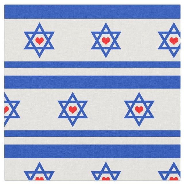 Drapeau israélien et coeur juif / Tissu de mode br (Fermer)