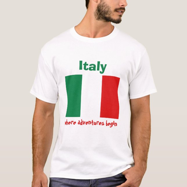 Drapeau Italie + Carte + Texte T-shirt (Devant)