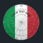 Drapeau italien de cible de coutume de l'Italie<br><div class="desc">Drapeau italien de cible de coutume de l'Italie. Concepteur du jeu de drapeau de pays pour la maison, la chambre à coucher, le pub, la barre, le panneau de dard de fierté de tricolore du mancave etc. Italie. Personalizable avec votre propre texte. L'idée fraîche de cadeau d'héritage pour des amis,...</div>