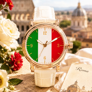 Drapeau italien élégant à rayures dorées Montre pa