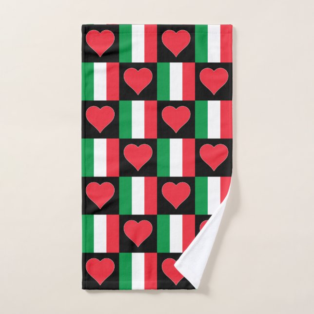 Drapeau italien et Motif de coeur Fun Italie Pride (Serviette à main)