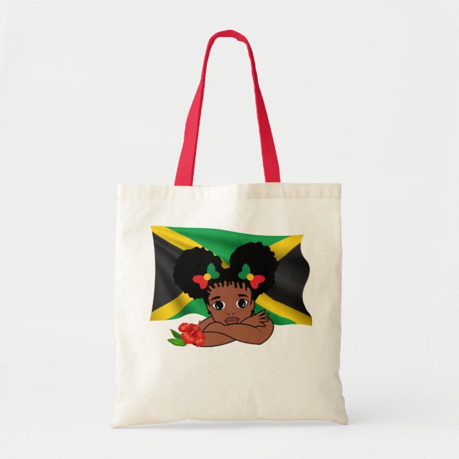Drapeau jamaïcain avec Sac fourre-tout Fleur Fille (Devant)