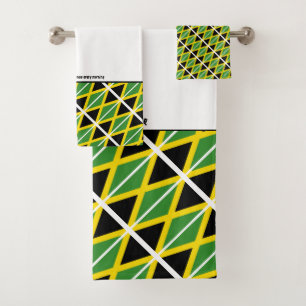 DRAPEAU JAMAÏQUE Écriture personnalisée BLANC