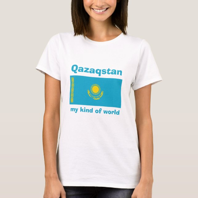 Drapeau Kazakhstan + Carte + T-shirt texte (Devant)
