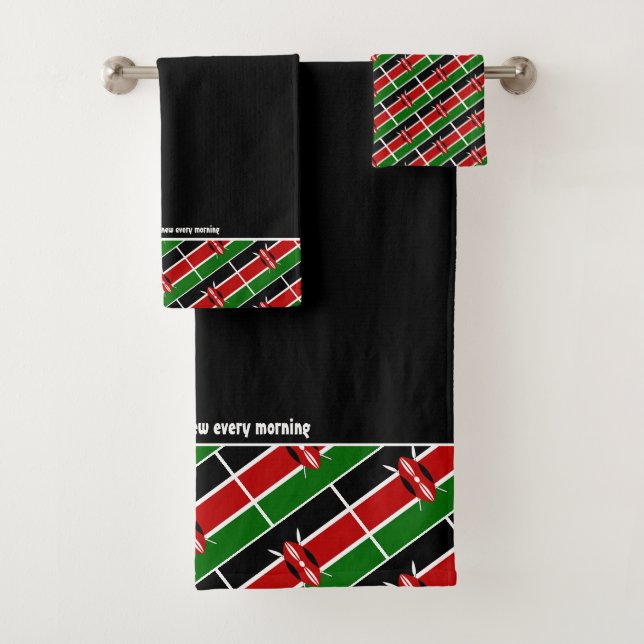 DRAPEAU KENYA Écriture personnalisée NOIR (En situation)