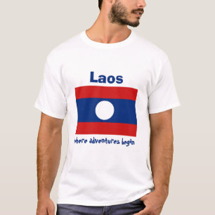 Drapeau Laos + Carte + T-shirt Texte