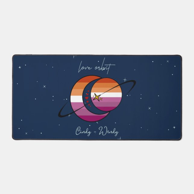 Drapeau lesbien Univers Orbite Amour Soleil & Lune (Recto)