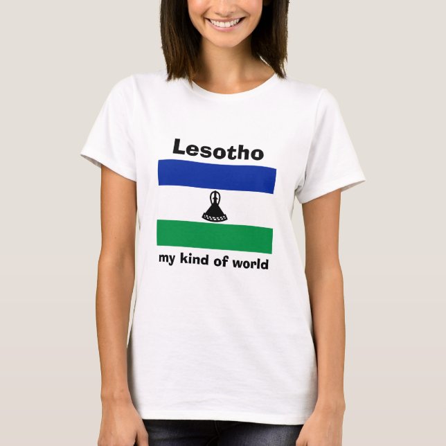Drapeau Lesotho + Carte + Texte T-shirt (Devant)
