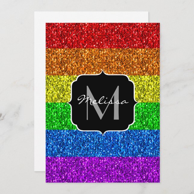 Drapeau LGBT éclatants Monogram Invitation (Devant / Derrière)