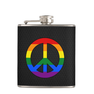 Drapeau LGBT signe de paix Flasque