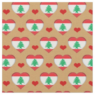 Drapeau libanais et tissu du coeur rouge /Liban