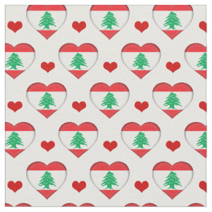 Drapeau libanais et tissu du coeur rouge /Liban