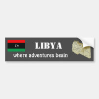 Drapeau Libye + Sticker de pare-chocs Carte