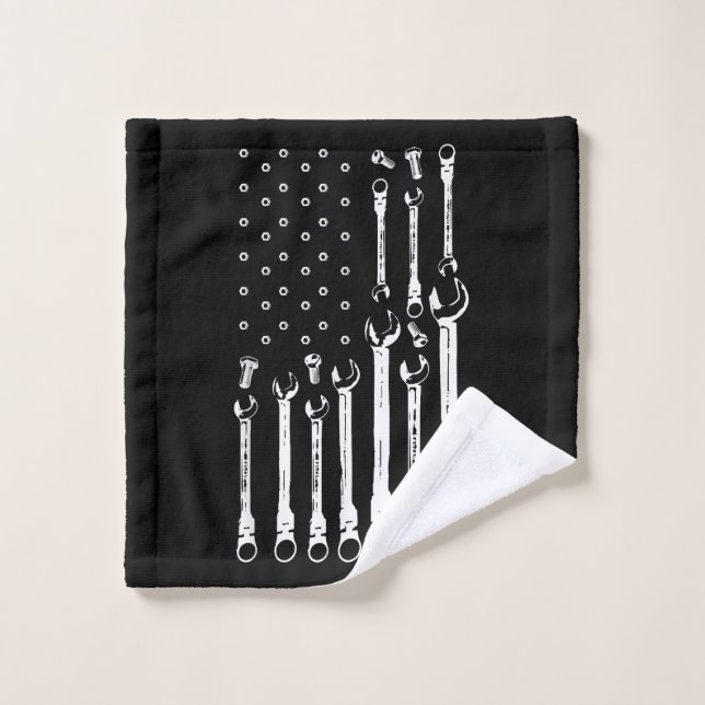 Drapeau mécanique Drapeau patriotique américain Mé (Gant de toilette)