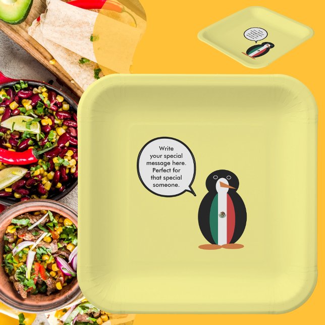 Drapeau Mexicain Ms. Penguin Assiettes en Papier q (Créateur téléchargé)