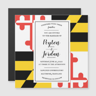 Drapeau moderne Maryland Mariage Invitation magnét