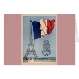 Drapeau national vintage et Tour Eiffel