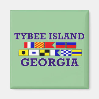Drapeau nautique de l'île Tybee - Magnet Carré