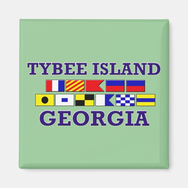 Drapeau nautique de l'île Tybee - Magnet Carré (Devant)
