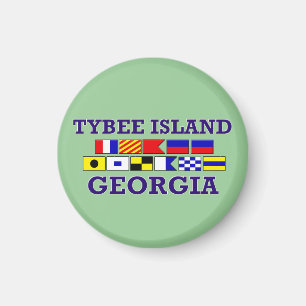 Drapeau nautique d'île de Tybee - aimant rond