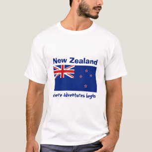 Drapeau Nouvelle-Zélande + Carte + Texte T-shirt