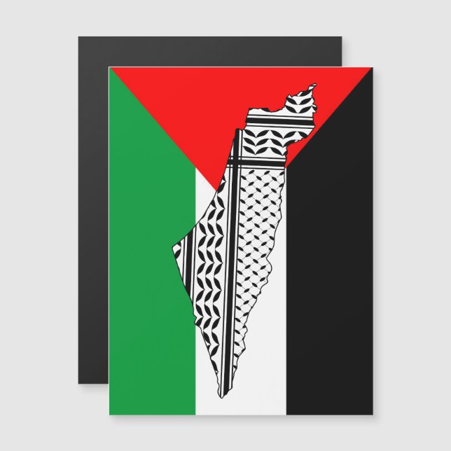 Drapeau palestinien et carte avec Motif Keffiyeg (Devant / Derrière)