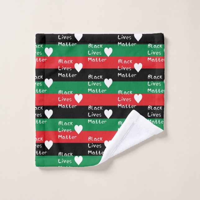 Drapeau panafricain Black Lives Matter Cœur blanc (Gant de toilette)