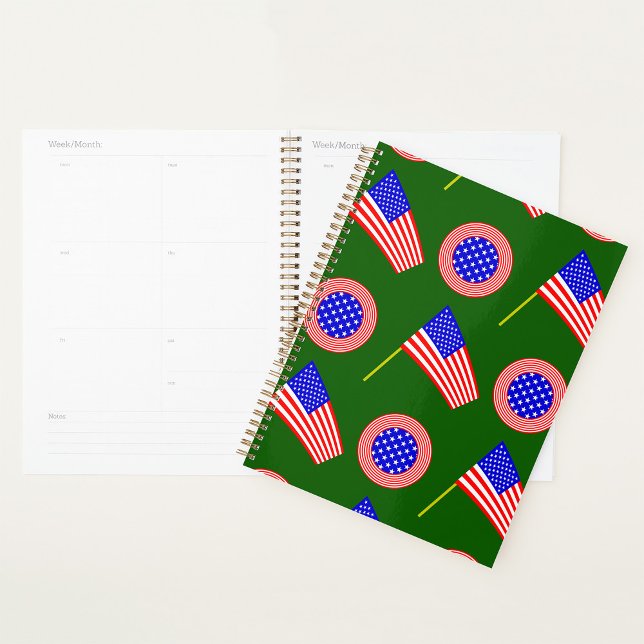 Drapeau patriotique américain Motif sur vert (Créateur téléchargé)