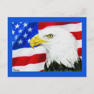 Drapeau Patriotique, Carte Postale Aigle - "Americ