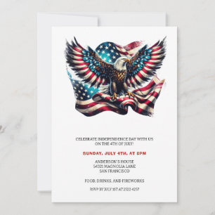 Drapeau Patriotique Eagle USA 4 juillet Invitation