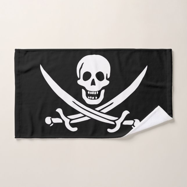 Drapeau pirate crâne épées croisées (Serviette à main)
