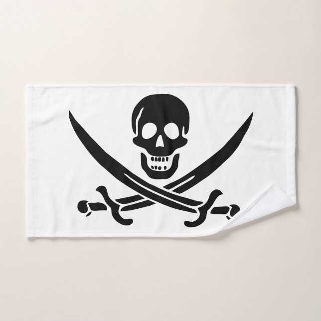Drapeau pirate crâne épées croisées (Serviette à main)