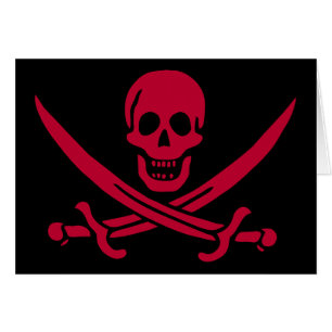 Drapeau pirate de Crâne Rouge et Épées Calico Jack