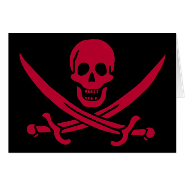 Drapeau pirate de Crâne Rouge et Épées Calico Jack (Devant horizontal)