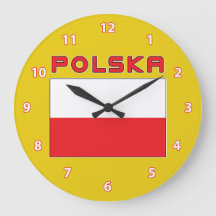 Drapeau Polonais Avec Horloge Mur Polska