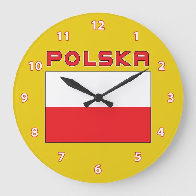 Drapeau Polonais Avec Horloge Mur Polska (Recto)